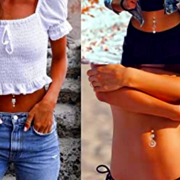 6 Pieces Rose Gold & CZ Belly Button Bling NWT - Picture 4 of 5